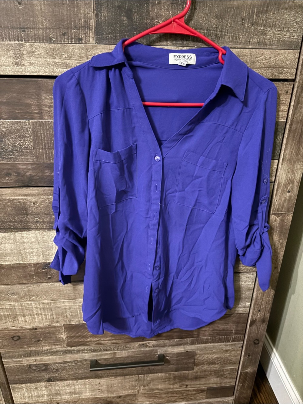 Express Women's Purple Button-Down Blouse